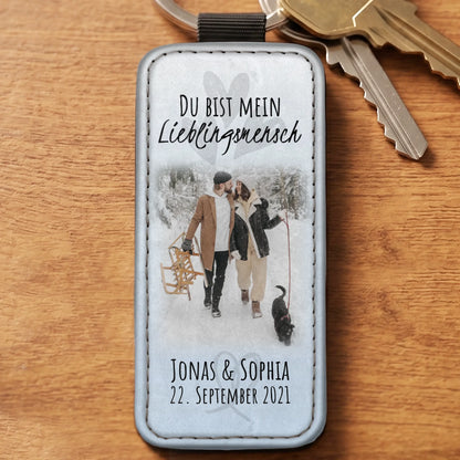 Lieblingsmensch - Personalisierter Schlüsselanhänger aus Kunstleder