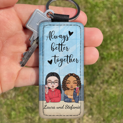 Büro Besties - Personalisierter Schlüsselanhänger aus Kunstleder