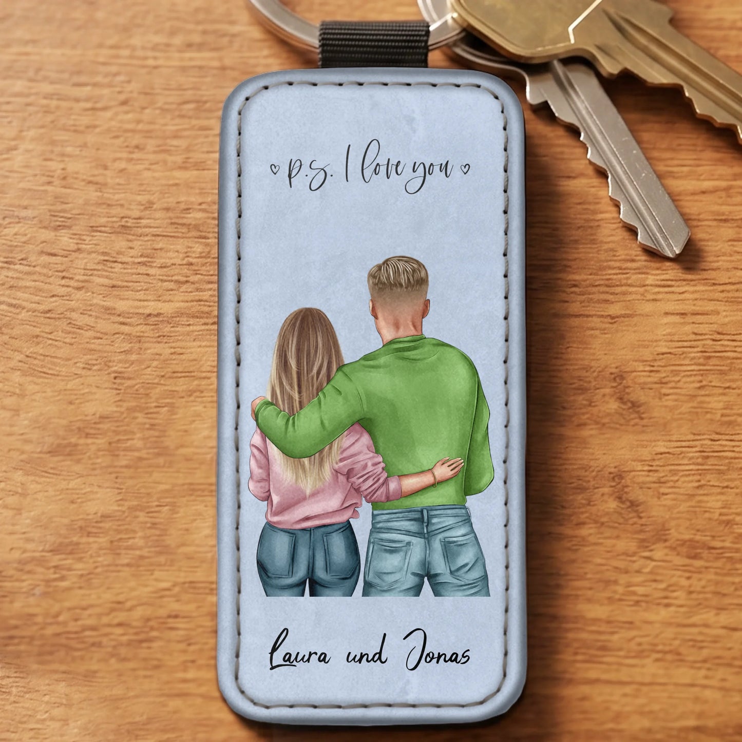 Pärchen - Personalisierter Schlüsselanhänger aus Kunstleder