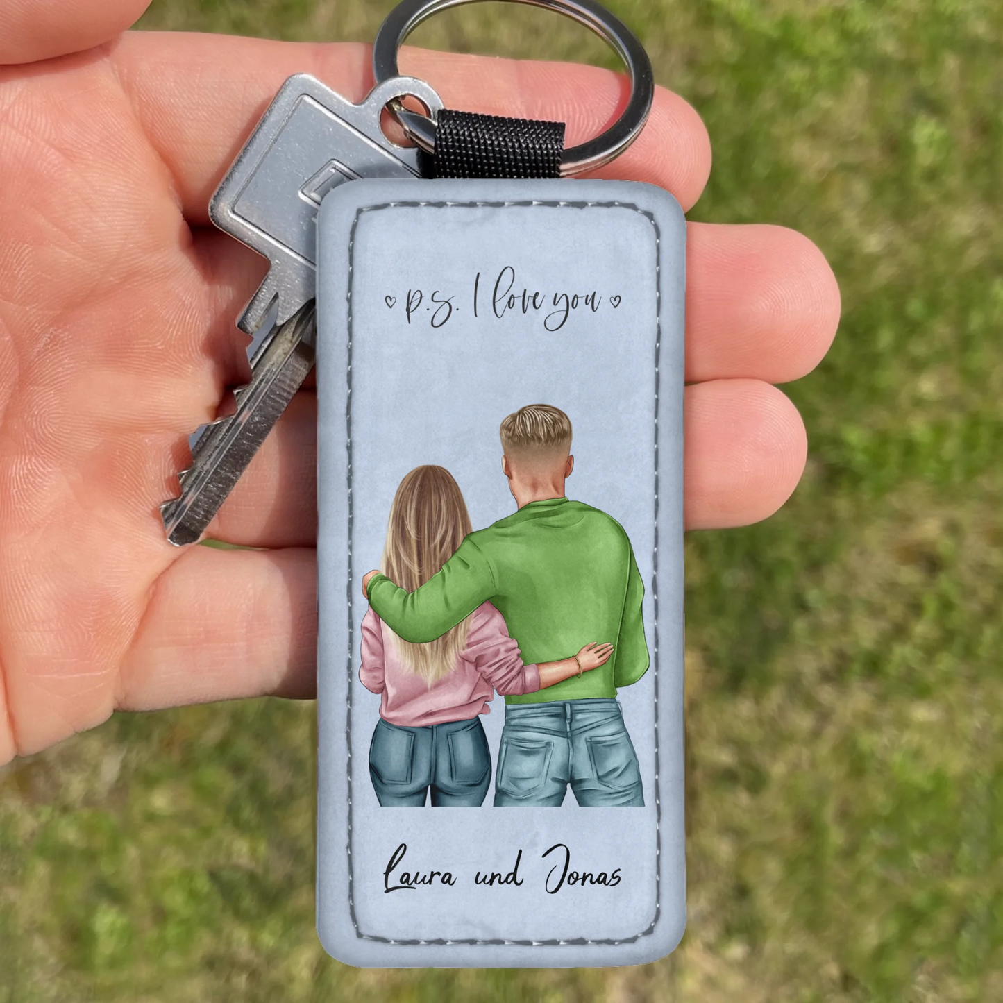 Pärchen - Personalisierter Schlüsselanhänger aus Kunstleder