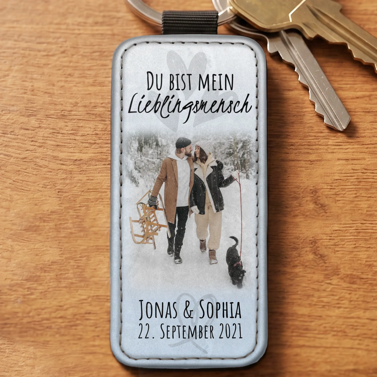 Lieblingsmensch - Personalisierter Schlüsselanhänger aus Kunstleder