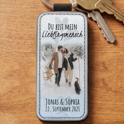 Lieblingsmensch - Personalisierter Schlüsselanhänger aus Kunstleder
