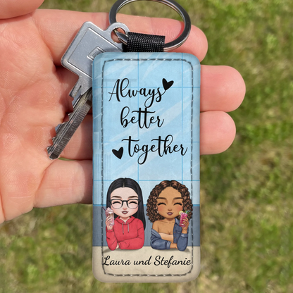 Büro Besties - Personalisierter Schlüsselanhänger aus Kunstleder