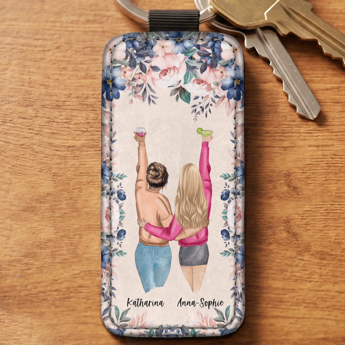 Best friends forever - Personalisierter Schlüsselanhänger aus Kunstleder