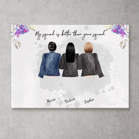 Bunte Blumen mit mehreren Personen - Personalisiertes Poster